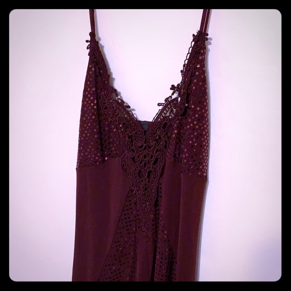 Burgundy 3/4 Length Dress